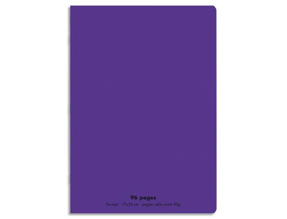 Cahier piqué conquérant classique couverture polypropylène rigide transparente a5+ 17x22cm 96 pages 90g séyès violet