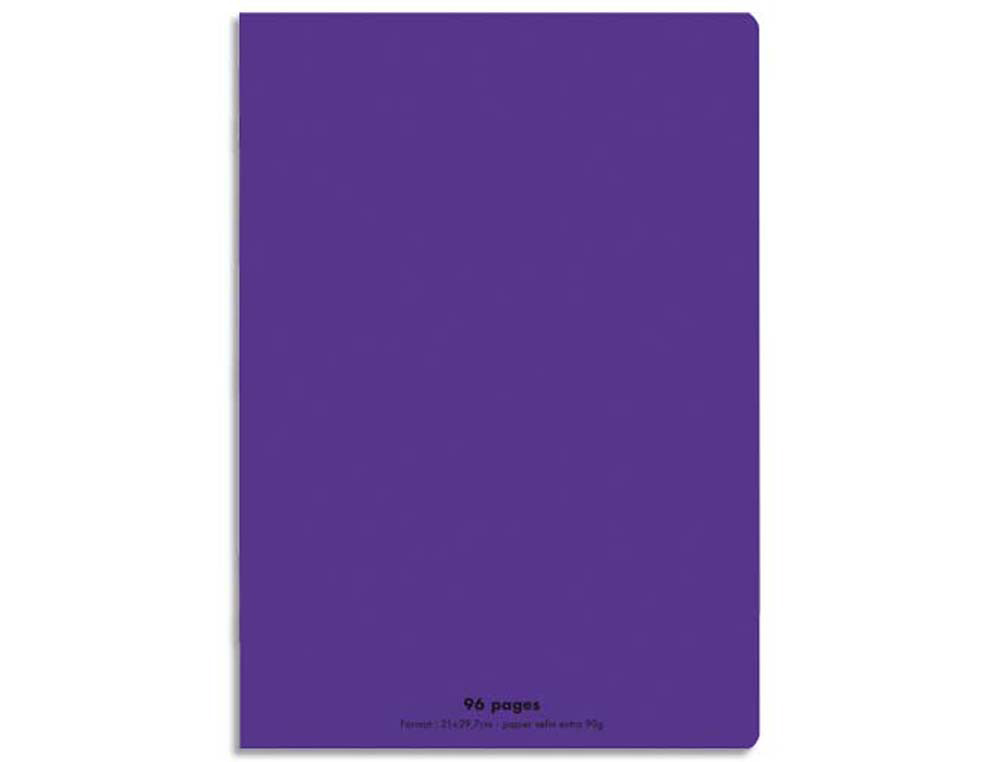 Cahier piqué conquérant classique couverture polypropylène rigide transparente a4 21x29,7cm 96 pages 90g séyès violet