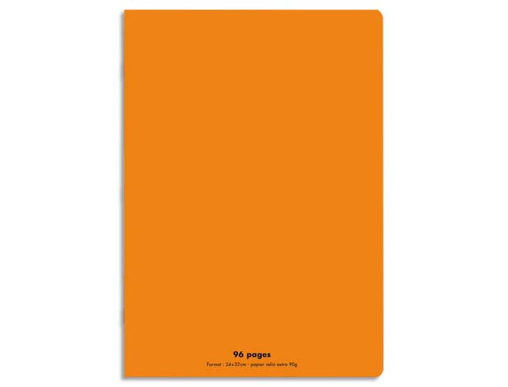 Cahier piqué conquérant classique couverture polypropylène rigide transparente a4+ 24x32cm 96 pages 90g séyès orange