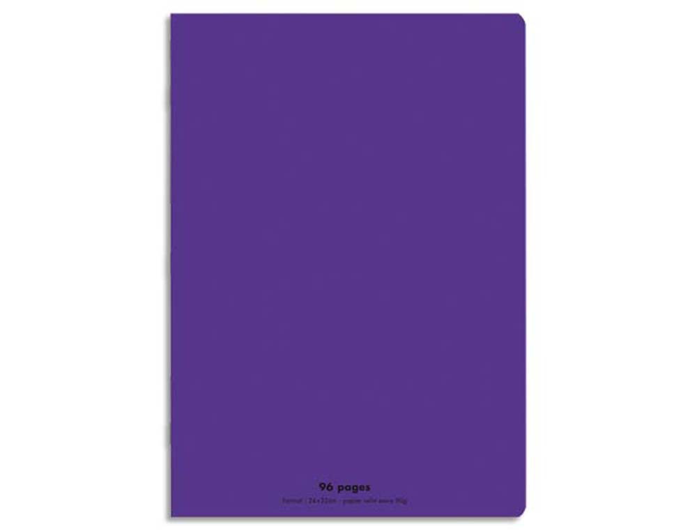 Cahier piqué conquérant classique couverture polypropylène rigide transparente a4+ 24x32cm 96 pages 90g séyès violet