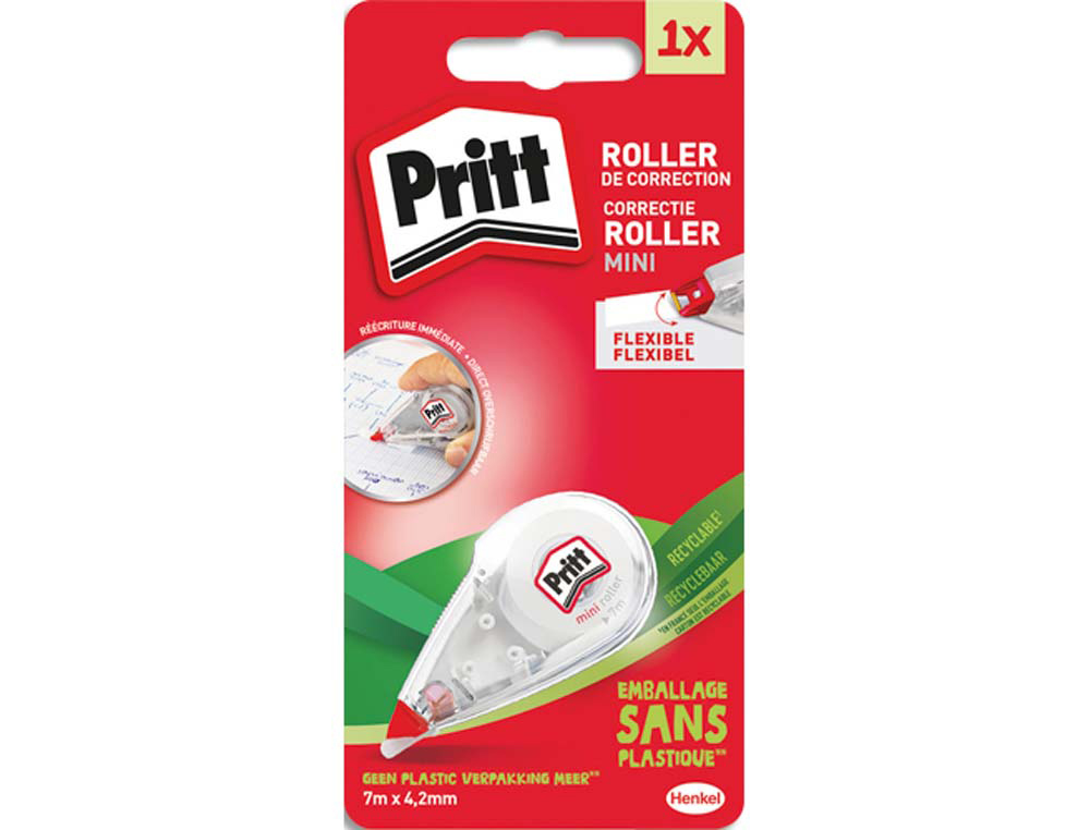 Correcteur pritt dévidoir mini ruban 4.2mmx7m réécriture immédiate prise main facile