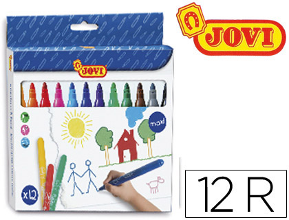 Feutre coloriage jovi mine 14mm longueur 135mm pointe large pochette 12 unités