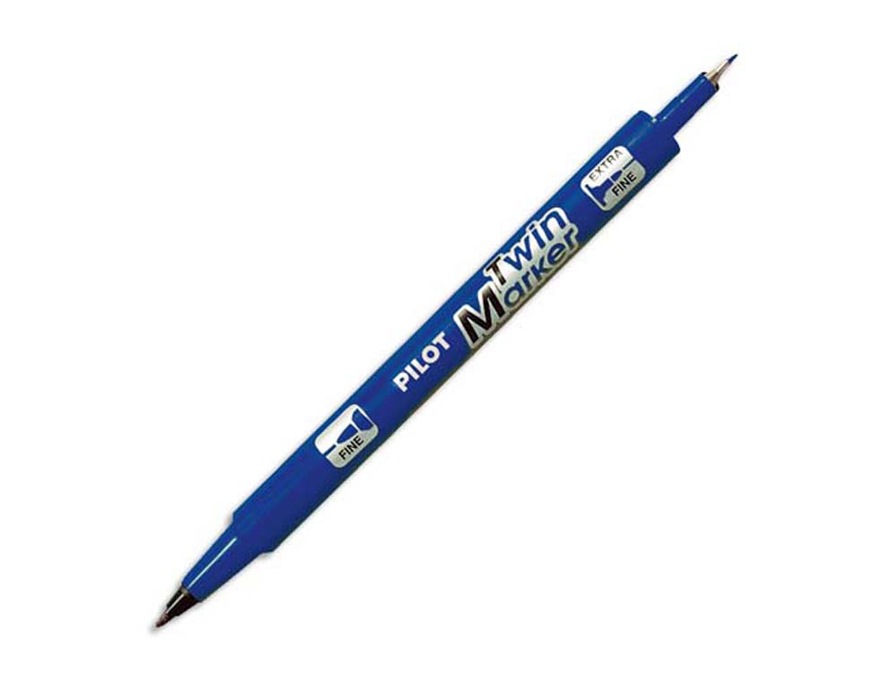 Stylo-feutre pilot twin marker pointe fibre polyester fine 0.4mm et large 0.5mm tous supports coloris bleu