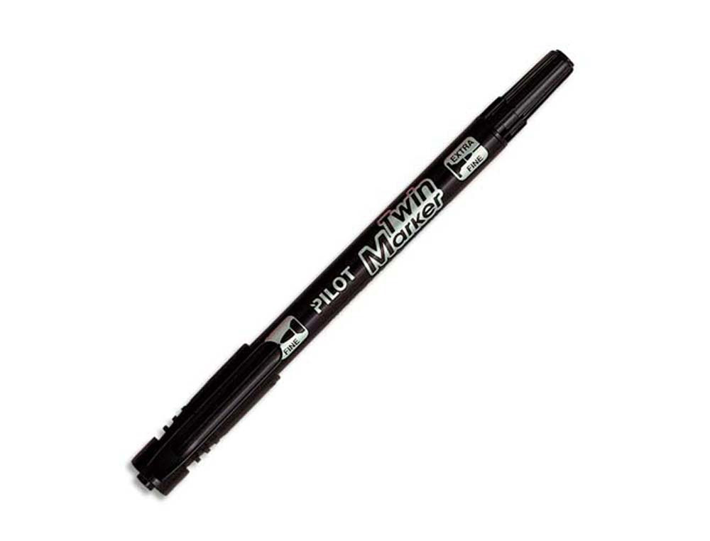 Stylo-feutre pilot twin marker pointe fibre polyester fine 0.4mm et large 0.5mm tous supports coloris noir