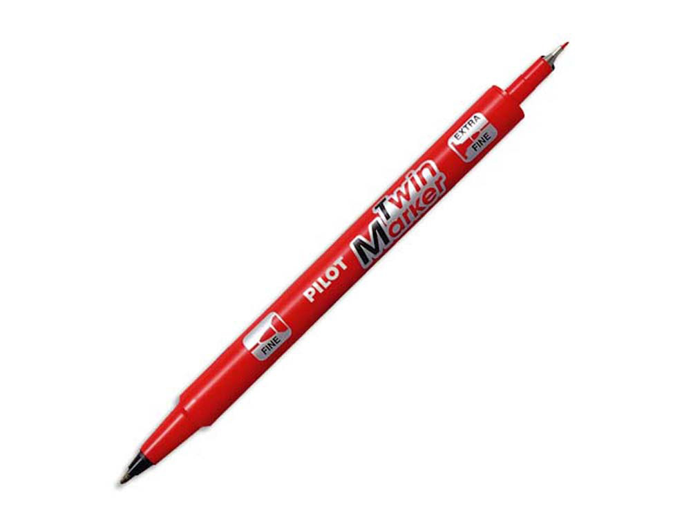 Stylo-feutre pilot twin marker pointe fibre polyester fine 0.4mm et large 0.5mm tous supports coloris rouge