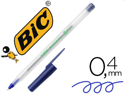 Stylo-bille bic écolutions round écriture moyenne 0.5mm encre classique recyclée économique corps fin léger coloris bleu