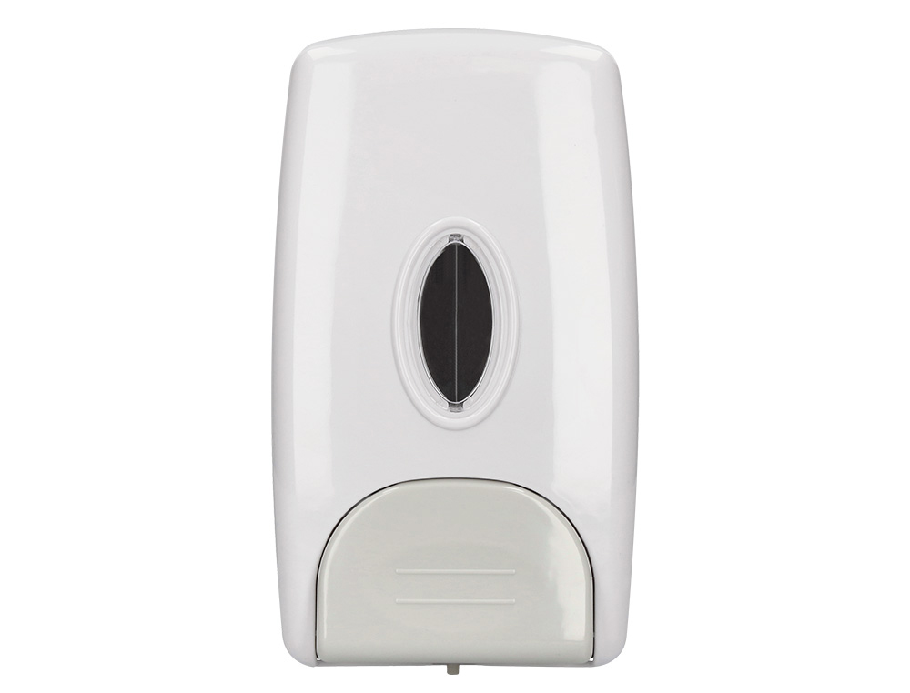 Distributeur savon q-connect manuel indicateur niveau 1000ml coloris blanc/gris 235x135x95mm