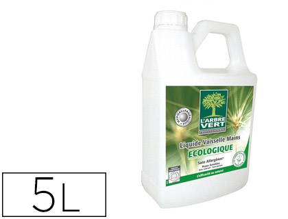 Liquide vaisselle arbre vert peaux sensibles dégraissage nettoyage vaisselle main hypoallergénique bidon 5l