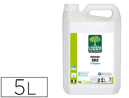 Nettoyant sol arbre vert concentré diluer carrelage tomettes plastiques parquets vitrifiés auto-laveuse romarin bidon 5l
