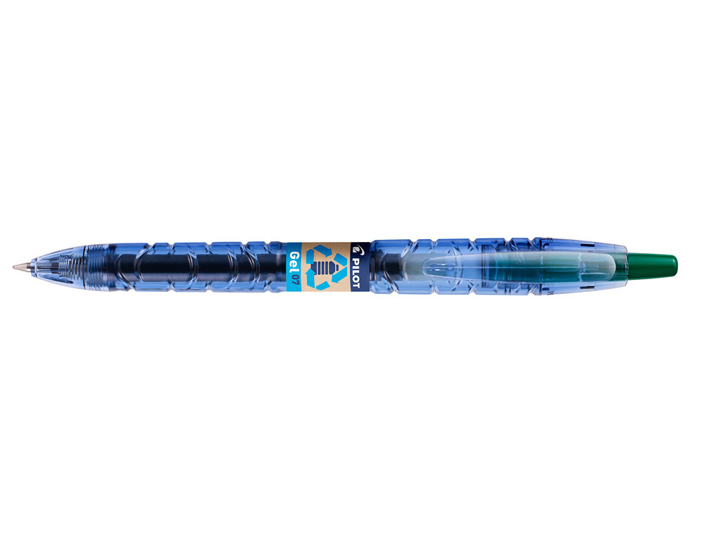 Roller pilot b2p gel écriture moyenne 0.7mm corps plastique recyclé translucide rechargeable coloris vert