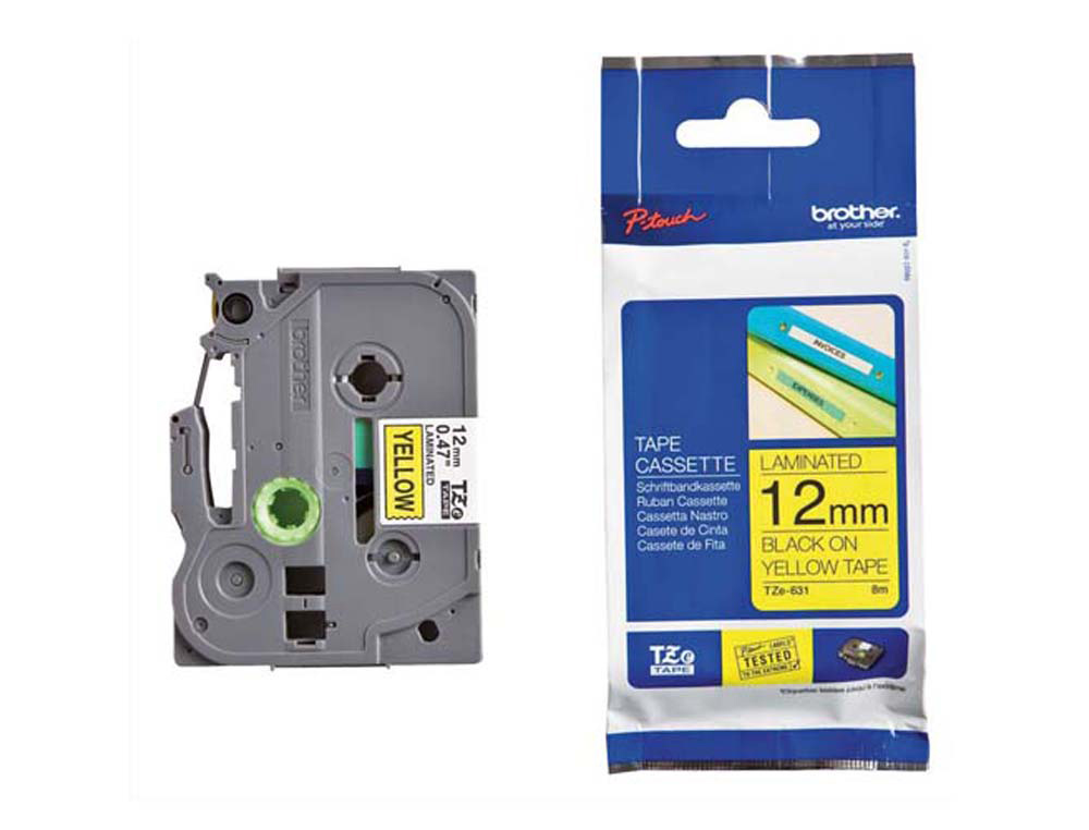 Ruban laminé tze pour titreuse brother p-touch tze731 12mm coloris impression noir/vert