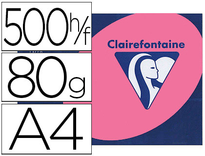 Papier couleur clairefontaine trophée multifonction a4 80g/m2 couleurs fluorescentes rose fluo paquet 500 feuilles