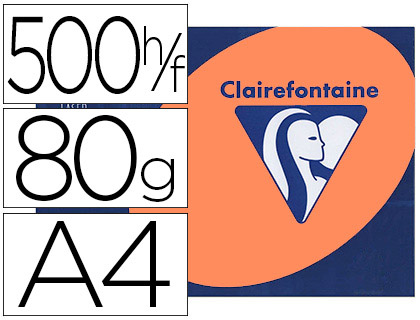 Papier couleur clairefontaine trophée multifonction a4 80g/m2 couleurs fluorescentes orange fluo paquet 500 feuilles