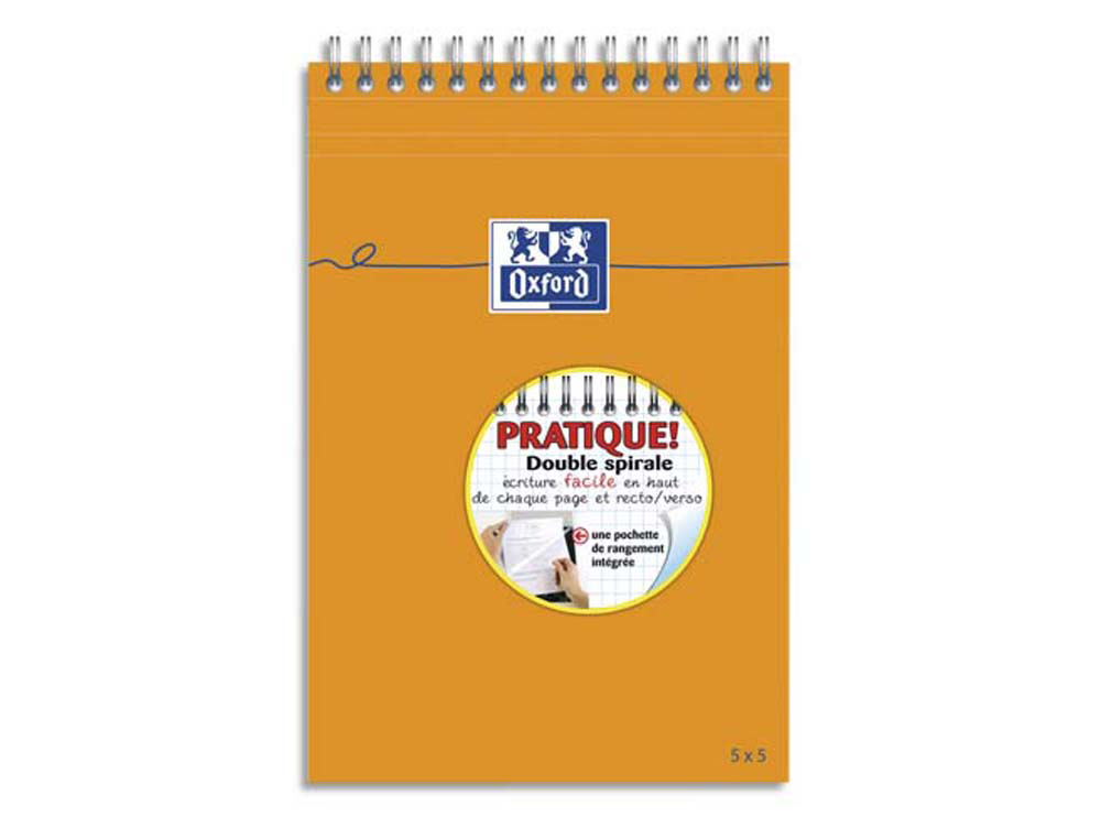 Bloc oxford mémo optik paper reliure intégrale 148x210mm 80f non perforées réglure 5x5mm