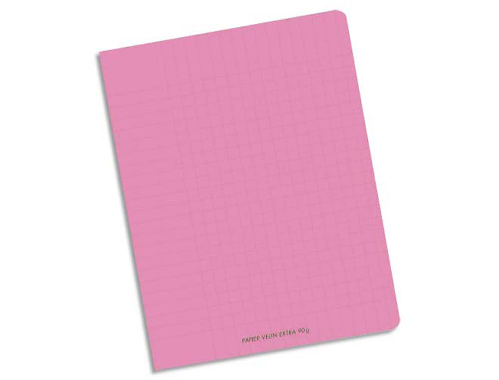 Cahier piqué conquérant classique couverture polypropylène rigide transparente 17x22cm 96 pages 90g séyès coloris rose