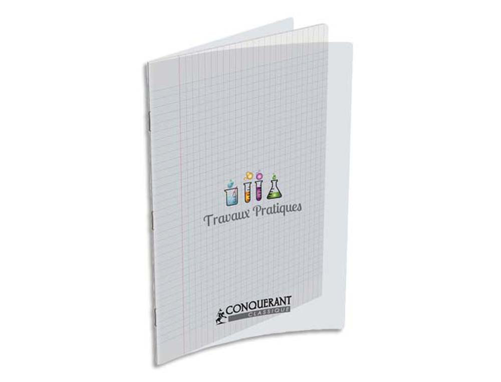 Cahier travaux pratiques conquérant classique couverture pp incolore 17x22cm 64 pages 90g dessin 90g séyès/uni