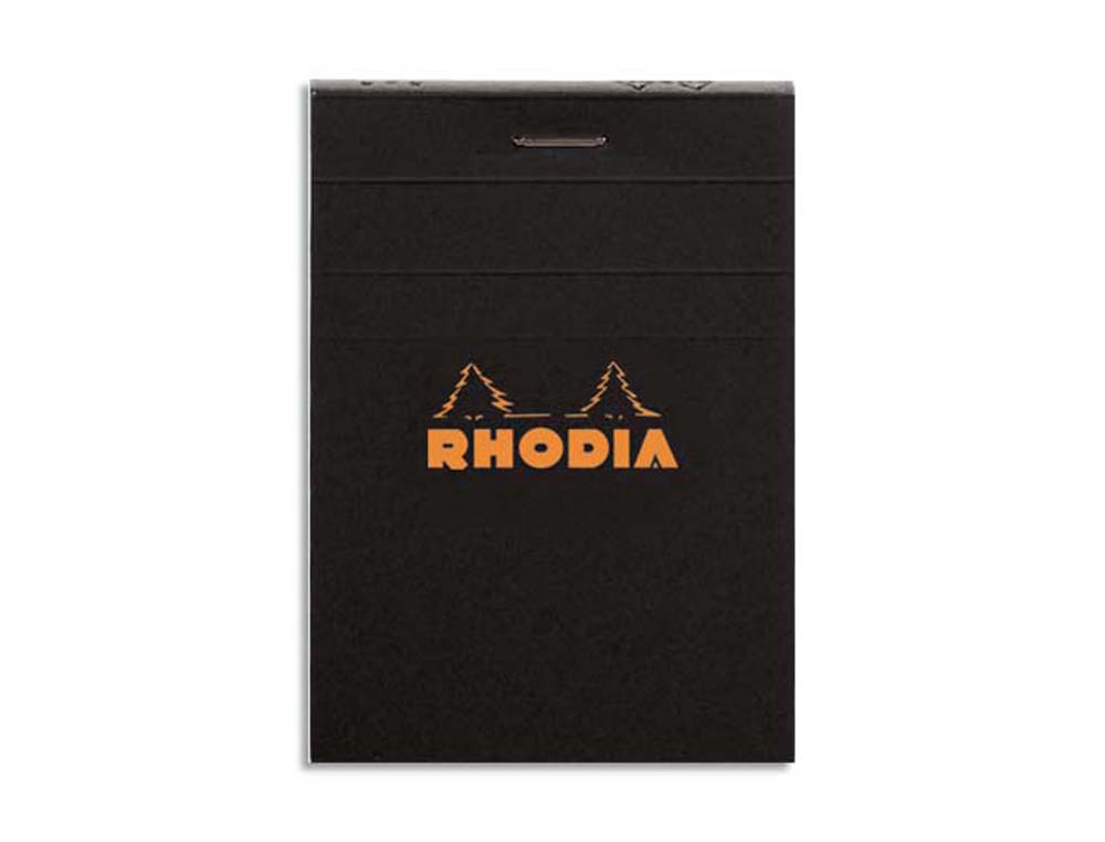 Bloc bureau rhodia a7 papier vélin surfin couverture enduite enveloppante 74x105mm 80f détachables 80g 5x5mm noir