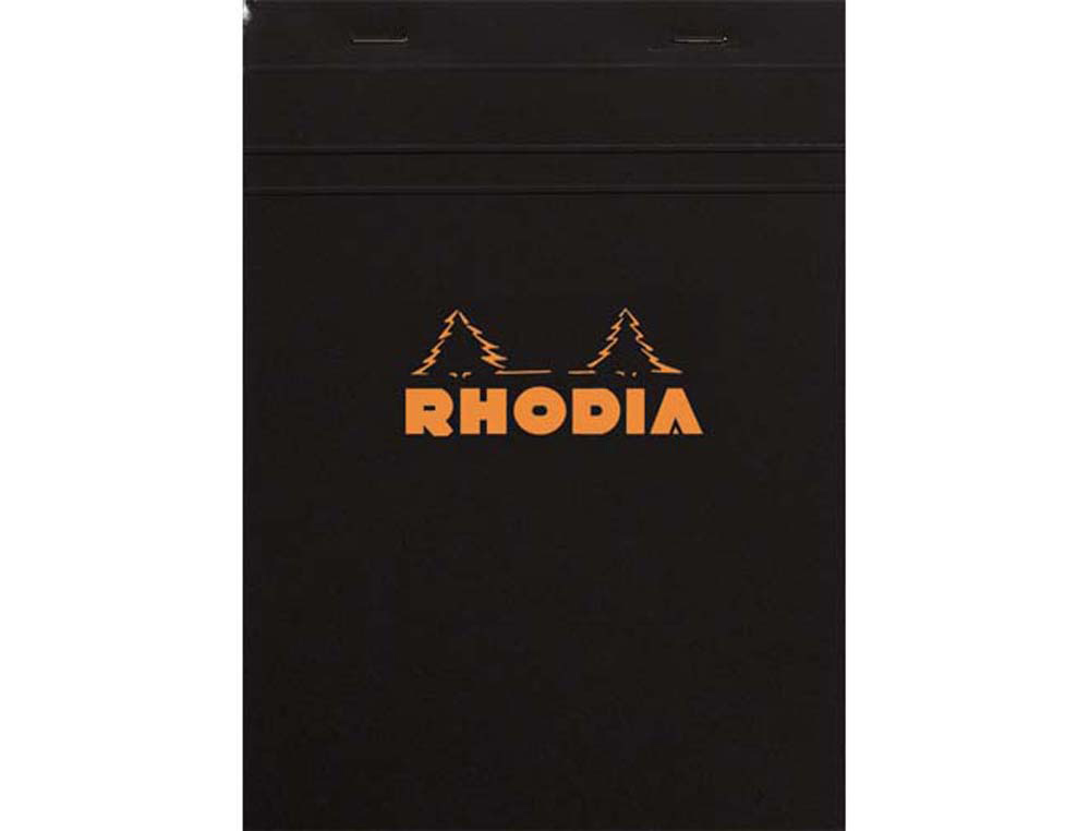 Bloc bureau rhodia a5 papier vélin surfin couverture enduite enveloppante 148x210mm 80f détachables 80g 5x5mm noir