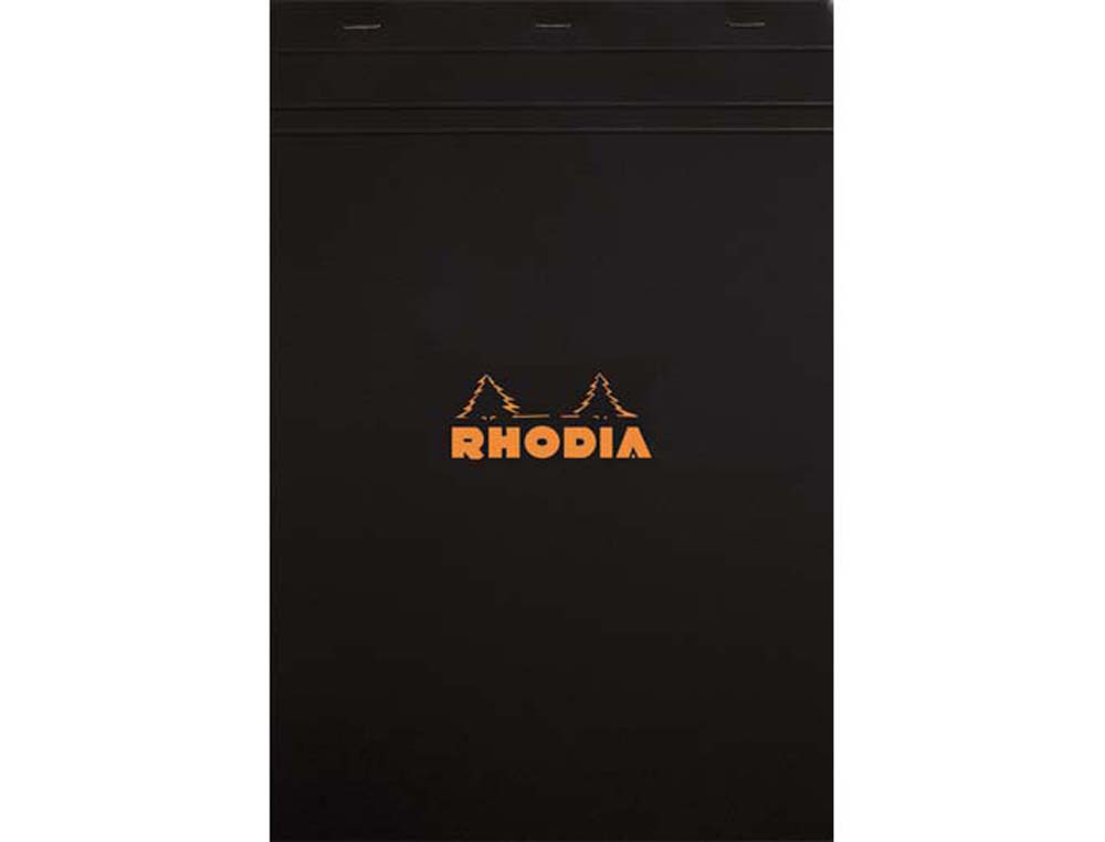 Bloc bureau rhodia a4 papier vélin surfin couverture enduite enveloppante 210x297mm 80f détachables 80g 5x5mm noir