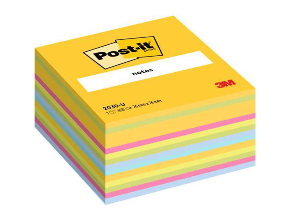Bloc-notes post-it cube 76x76mm 450f repositionnables coloris light énergie