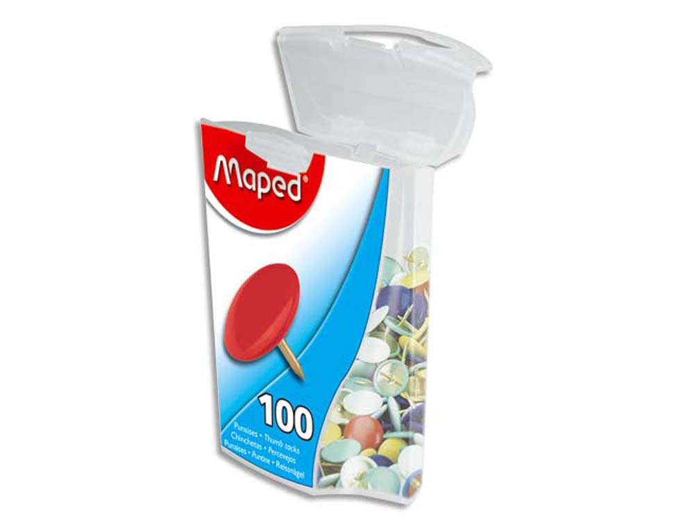 Punaise maped coloris assortis diamètre 10mm boîte distributrice 100 unités