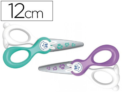 Ciseaux maped kidicut 3/5 ans bouts ronds lames fibre de verre ne coupent ni cheveux ni vêtements 120mm coloris assortis