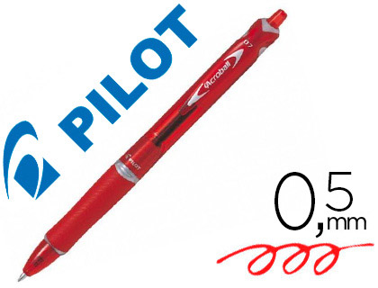 Stylo-bille pilot rt acroball begreen écriture moyenne 0.5mm rétractable glisse extrême corps couleur encre rouge