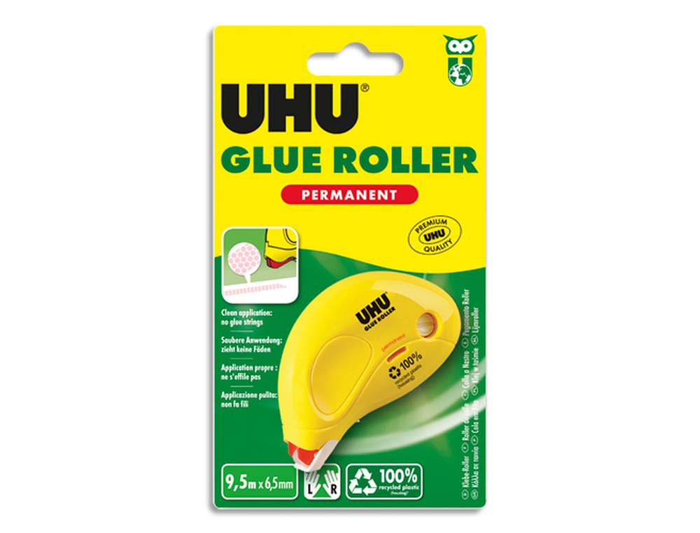 Colle uhu glue roller permanent ergonomique consommation visible système microdépôt 6.5mmx9.5m