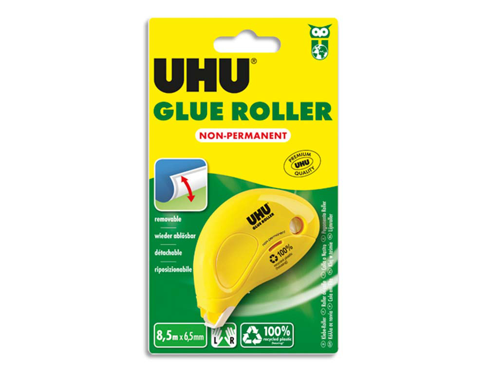 Colle uhu glue roller repositionnable ergonomique consommation visible système microdépôt 6.5mmx8.5m