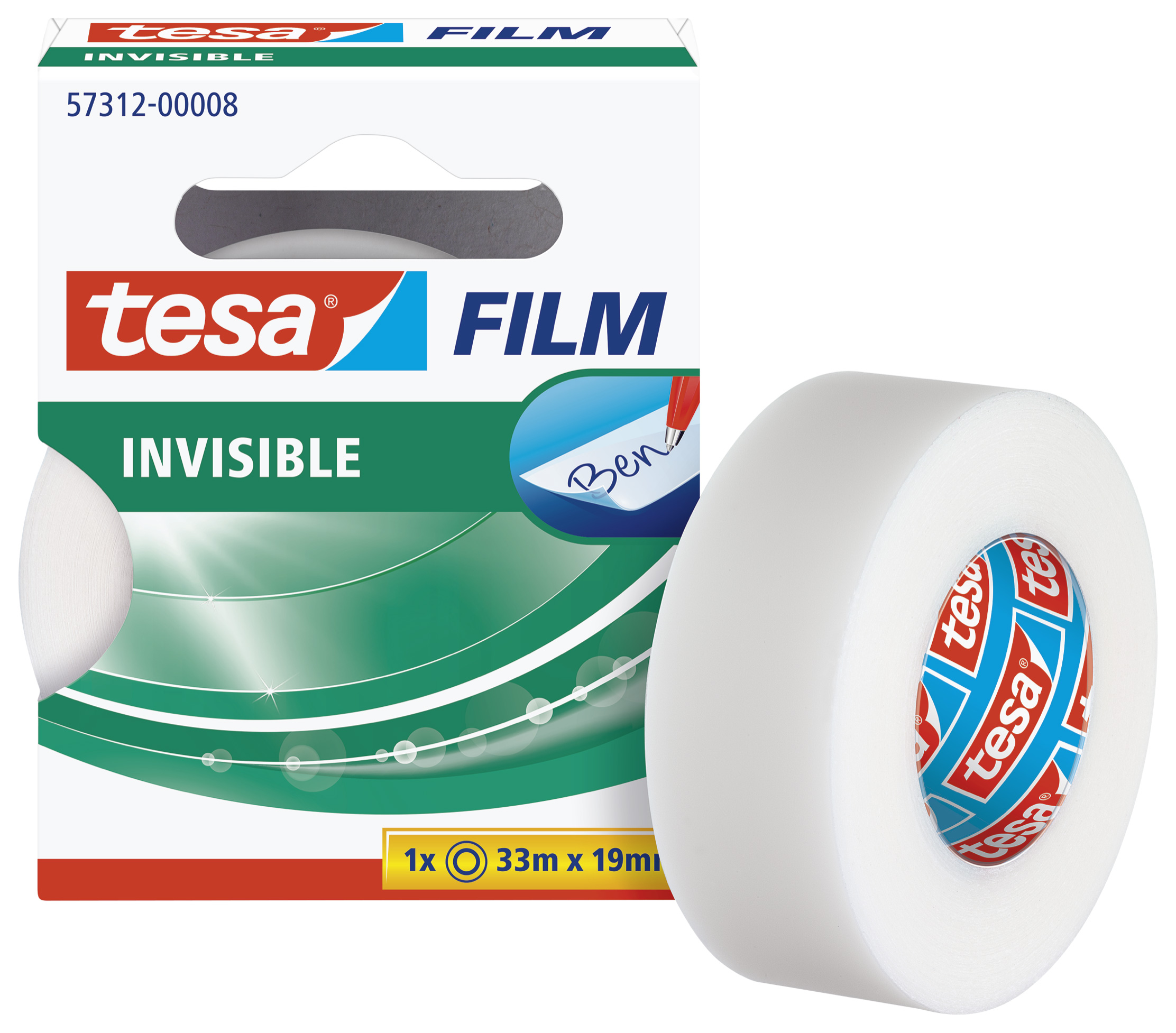 Ruban adhésif tesa invisible résistant polypropylène écriture stylo-plume encre gel 19mmx33m boîte individuelle