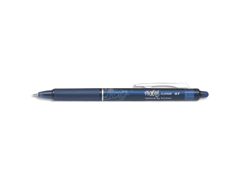 Roller pilot frixion clicker écriture moyenne 0.35mm encre effaçable gomme sertie grip prehension rechargeable bleu