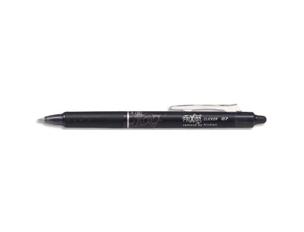 Roller pilot frixion clicker écriture moyenne 0.35mm encre effaçable gomme sertie grip prehension rechargeable noir