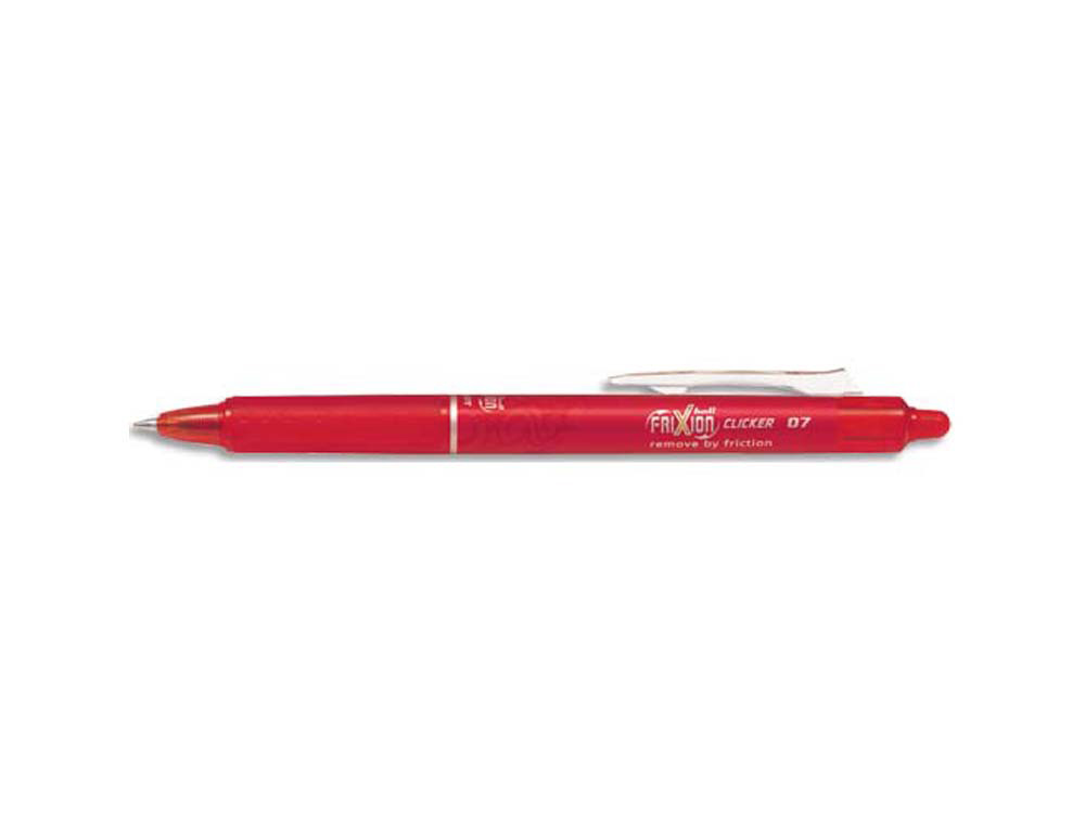 Roller pilot frixion clicker écriture moyenne 0.35mm encre effaçable gomme sertie grip prehension rechargeable rouge