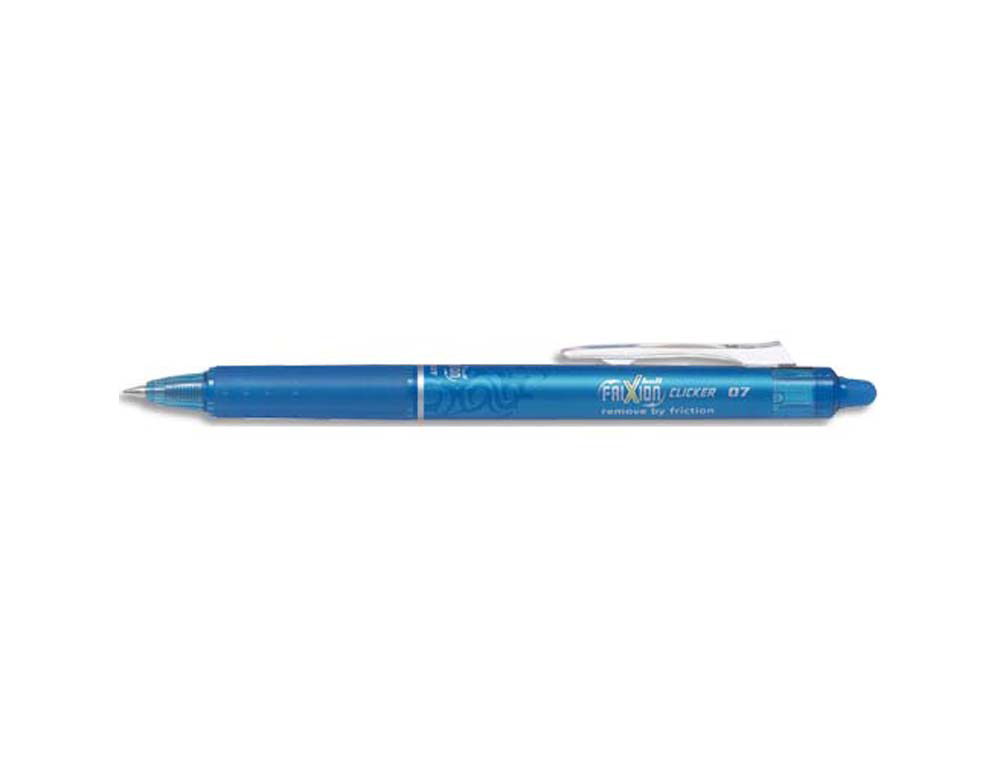 Roller pilot frixion clicker écriture moyenne 0.35mm encre effaçable gomme sertie grip prehension rechargeable turquoise