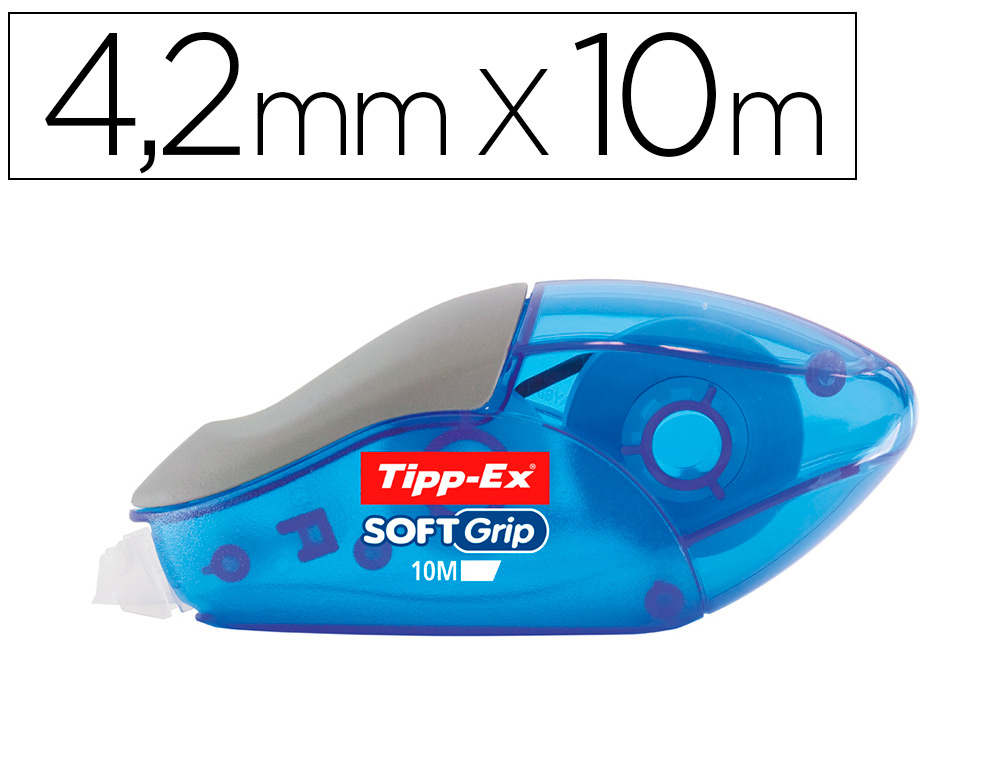 Correcteur tipp-ex soft grip dévidoir ruban 4.2mmx10m application frontale réécriture immédiate