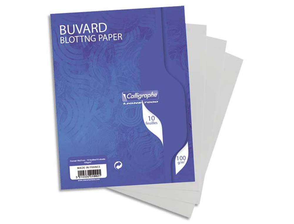 Papier buvard clairefontaine 100g 160x210mm coloris blanc pochette 10f