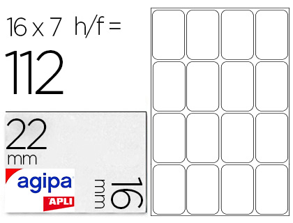 Étiquette adhésive apli agipa bureau 16x22mm pochette 112 unités