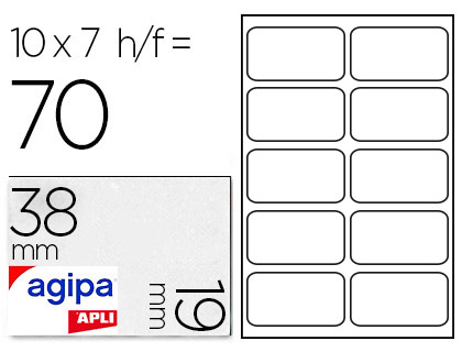Étiquette adhésive apli agipa bureau 19x38mm pochette 70 unités