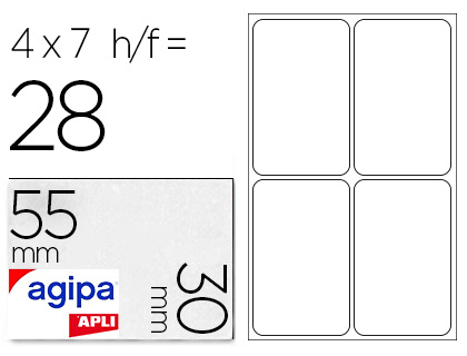 Étiquette adhésive apli agipa bureau 30x55mm pochette 28 unités