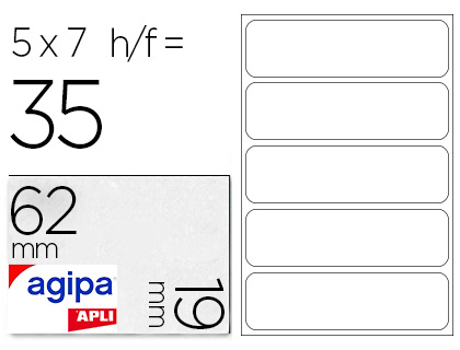 Étiquette adhésive apli agipa bureau 19x62mm pochette 35 unités