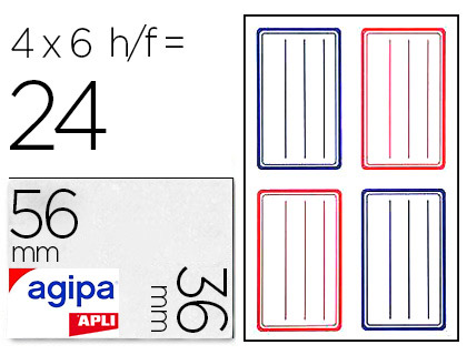 Étiquette adhésive apli agipa écolier 36x56mm pochette 24 unités