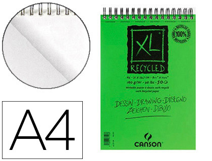 Bloc croquis canson xl recyclé spirale micro-perforations 160g a4 50f