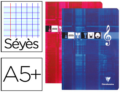 Cahier musique chant piqué clairefontaine papier vélin velouté couverture pelliculée 17x22cm 56 pages 90g 28 séyès
