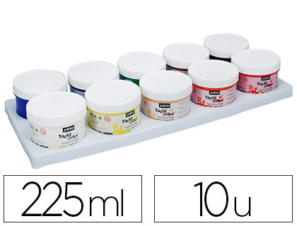Gouache doigt pébéo tacticolor socle plastique coloris assortis 10 pots 225ml