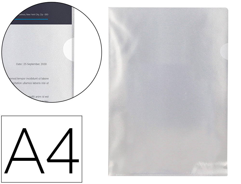 Pochette coin q-connect polypropylène grainé économique 12/100e incolore transparent sachet 10 unités