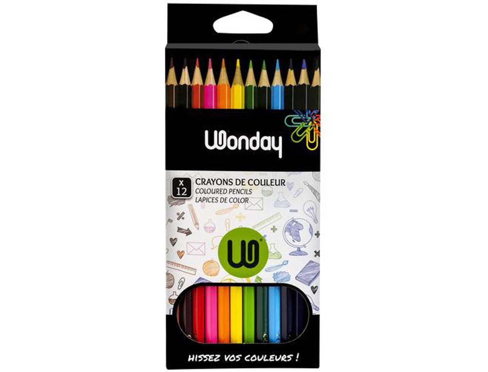 Crayon couleur jpc school day 180mm coloris assortis étui carton 12 unités