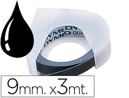 Ruban titreuse dymo pour pince à étiqueter 9mmx3m coloris noir