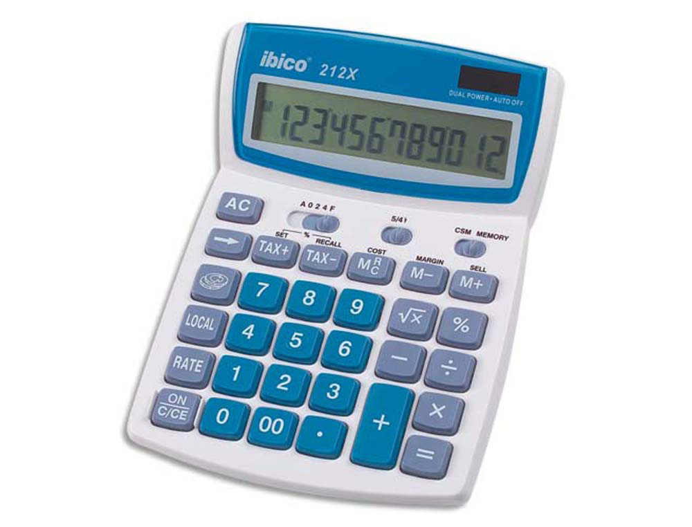 Calculatrice ibico bureau 212x 12 chiffres franc/euro impôts mémoire correction entrée 190x140x32mm 200g