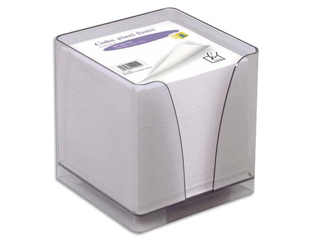 Bloc cube quo vadis plexiglass fumé boîte distributrice bloc papier encoche préhension s/film individuel     14001