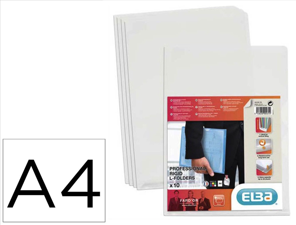 Pochette coin elba fard'or pvc 14/100e antistatique a4 50f soudure renforcée soufflet pied incolore sachet de 10 unités